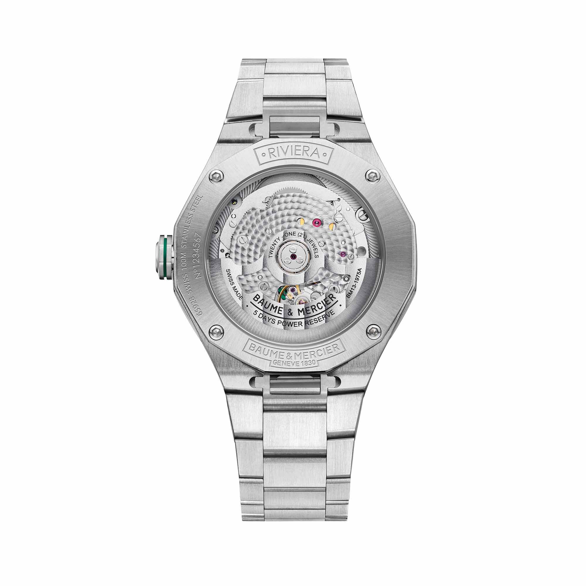 Baume Mercier Riviera 39 mm Baumatic en acier inoxydable Maison Birks